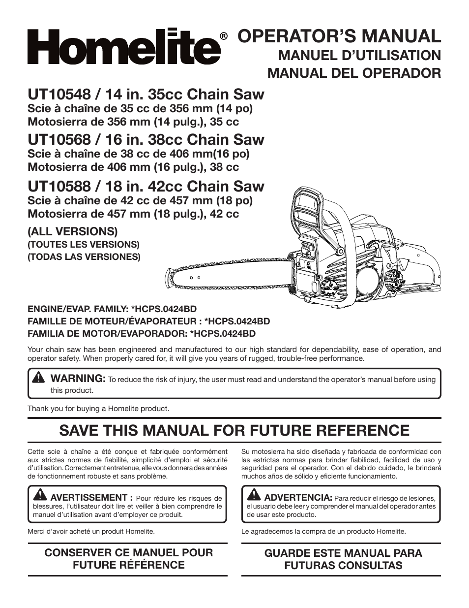 Homelite UT10548 User Manual | 120 pages