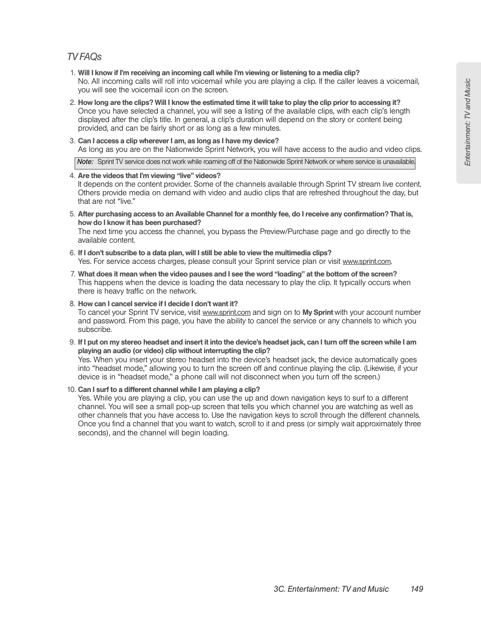 Tv faqs | HTC EVO 4G User Manual | Page 159 / 197