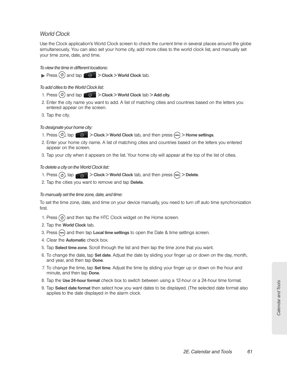 World clock | HTC EVO 4G User Manual | Page 71 / 197