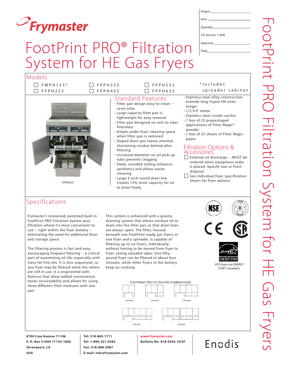 Frymaster FPPH255 User Manual | 2 pages