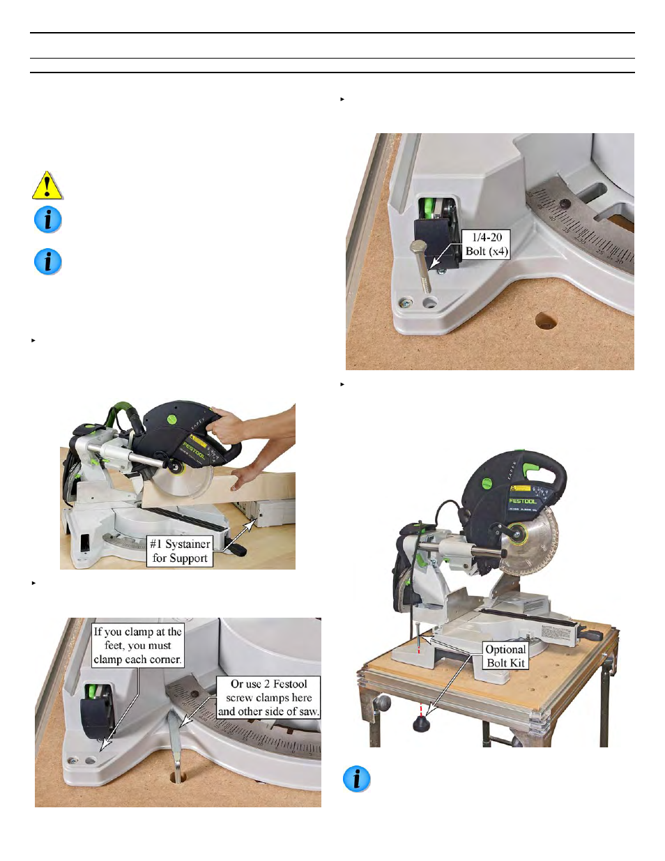 Setup, Setting up a new miter saw | Festool Kapex KS 120 User Manual | Page 8 / 32