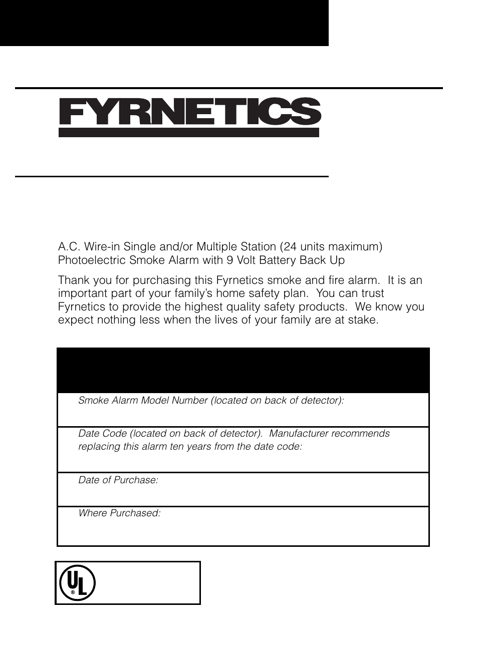 Fyrnetics PE120 User Manual | 6 pages