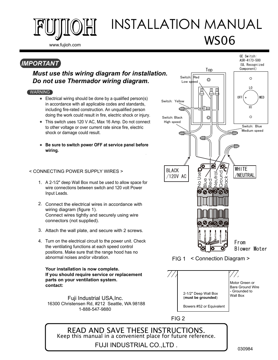 Fujioh WS06 User Manual | 1 page
