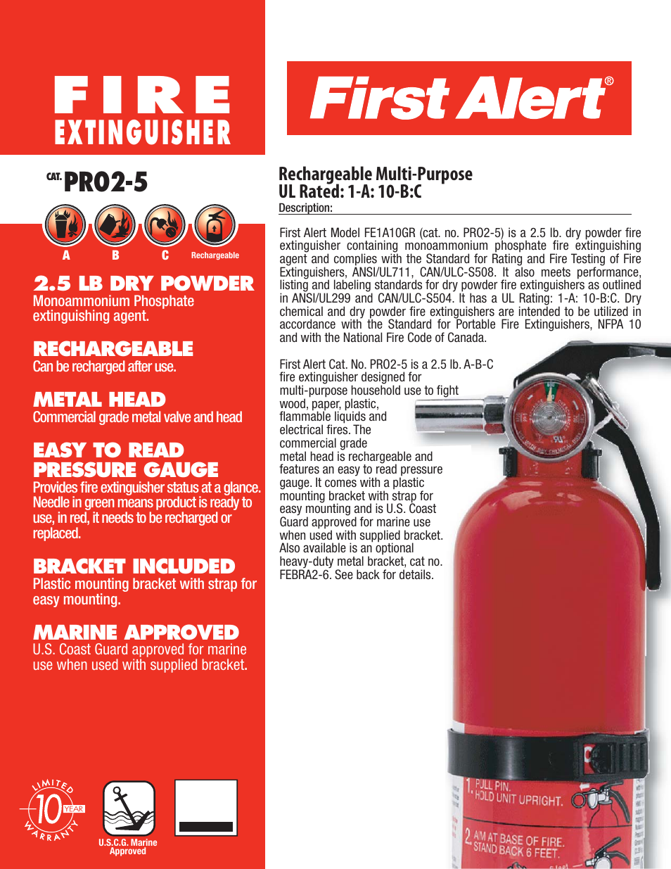 First Alert PR02-5 User Manual | 2 pages