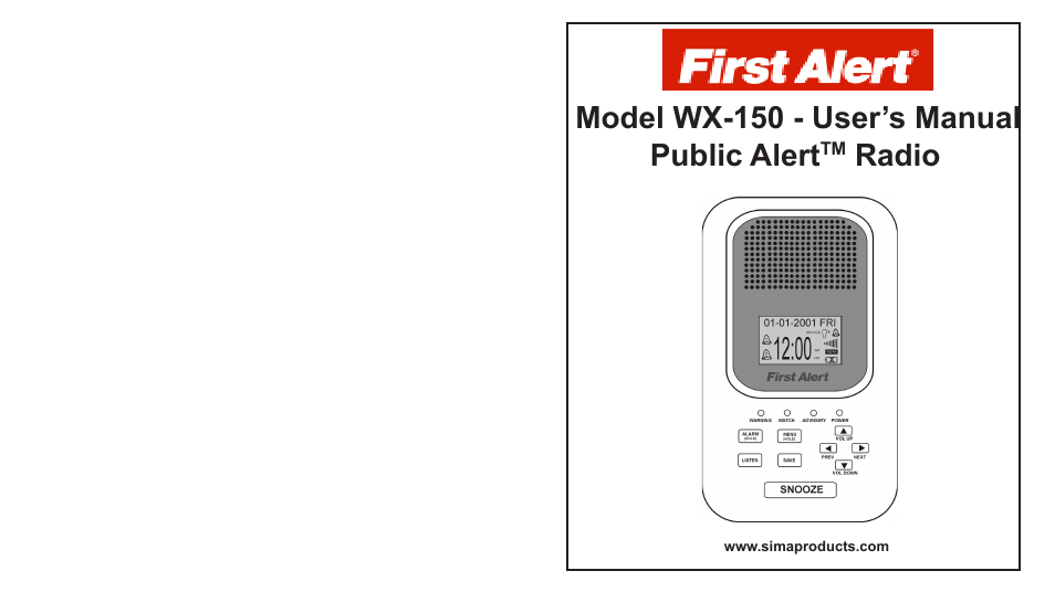 First Alert WX-150 User Manual | 16 pages