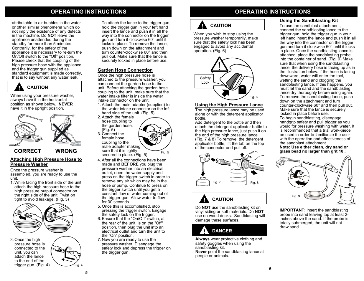 Operating instructions, Correct wrong | Fantom Vacuum FANTOM VPW40H User Manual | Page 6 / 6