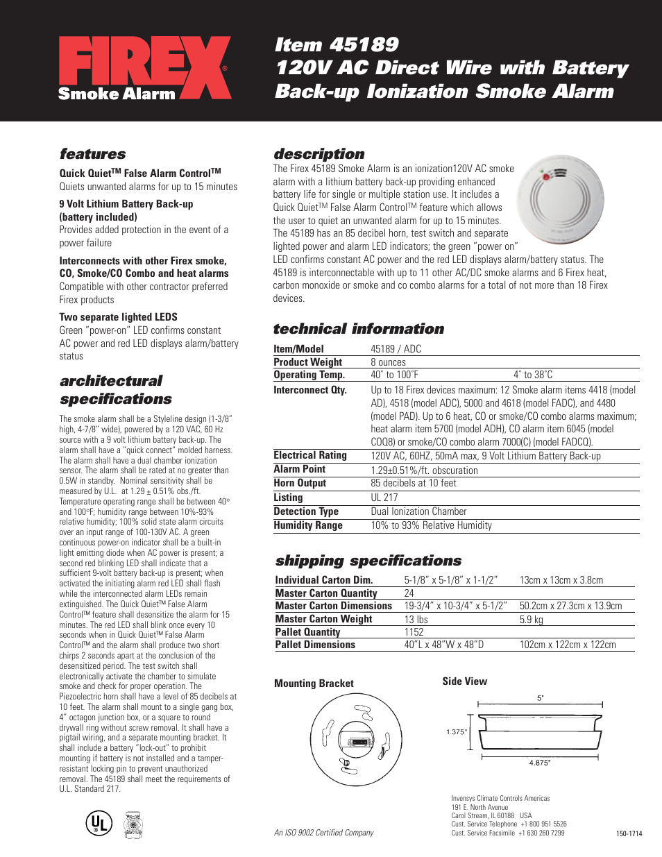 Firex 45189 User Manual | 1 page