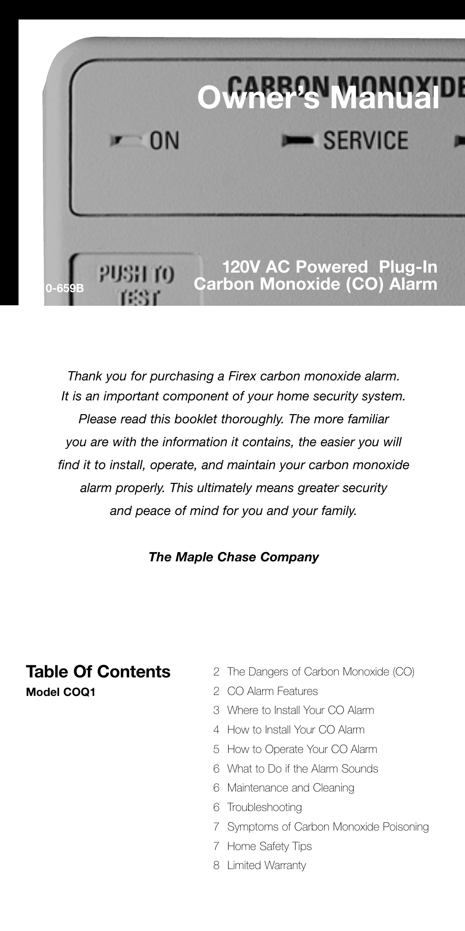 Firex COQ1 User Manual | 8 pages