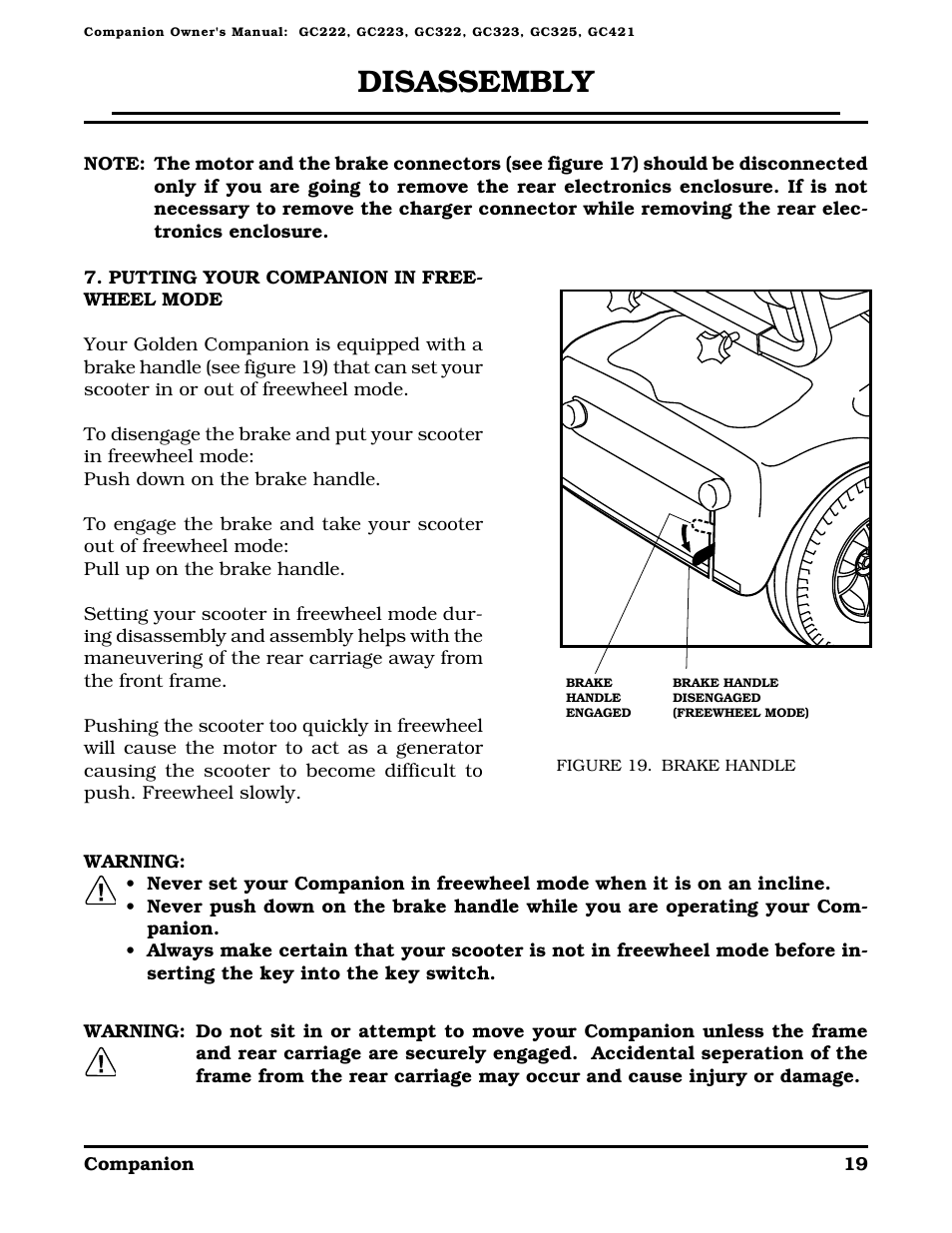 Disassembly | Golden Technologies Companion II User Manual | Page 21 / 41