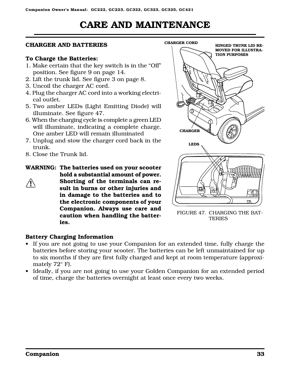 Care and maintenance | Golden Technologies Companion II User Manual | Page 35 / 41
