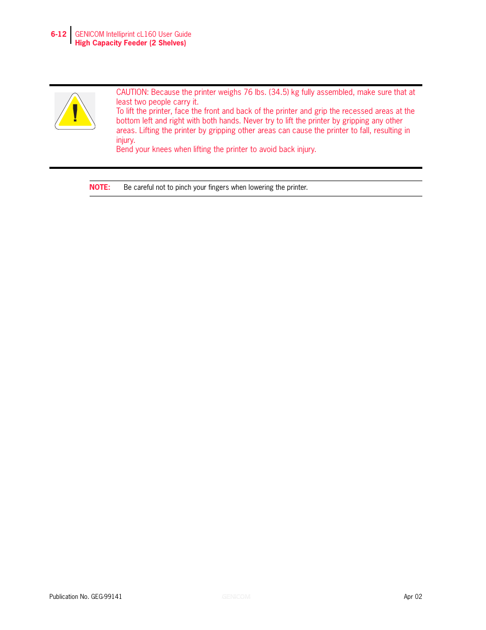 Genicom cL160 User Manual | Page 150 / 216
