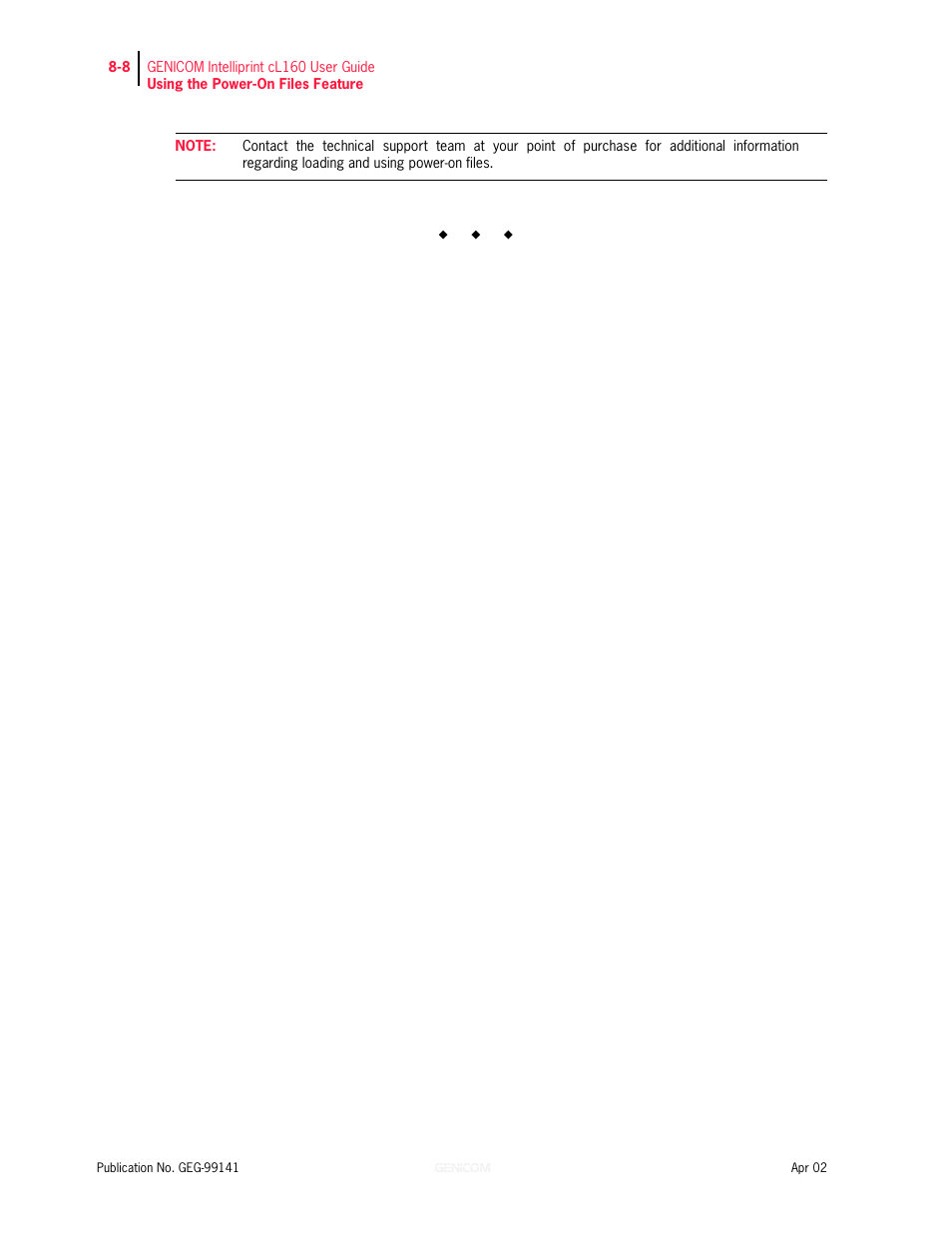 Genicom cL160 User Manual | Page 186 / 216