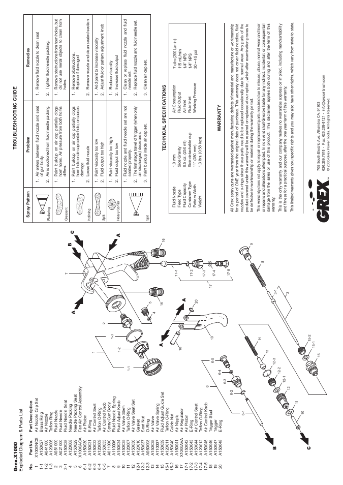 Grex Power Tools X1000 User Manual | Page 2 / 2
