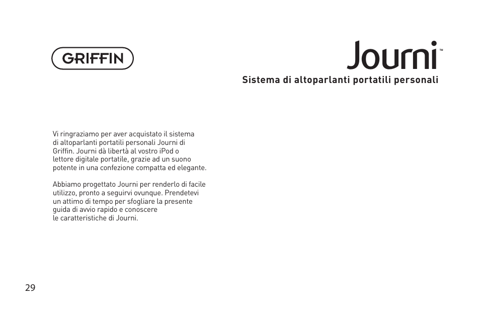 Journi | Griffin Technology Griffin TuneBuds Personal Mobile Speaker System User Manual | Page 29 / 42
