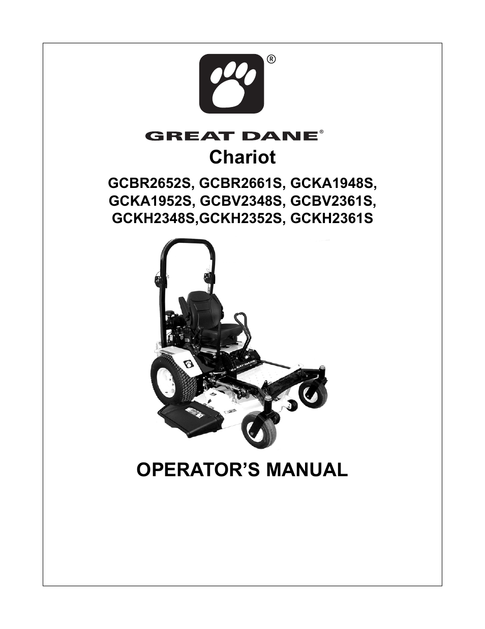 Great Dane C5 Chariot GCKH2352S User Manual | 88 pages
