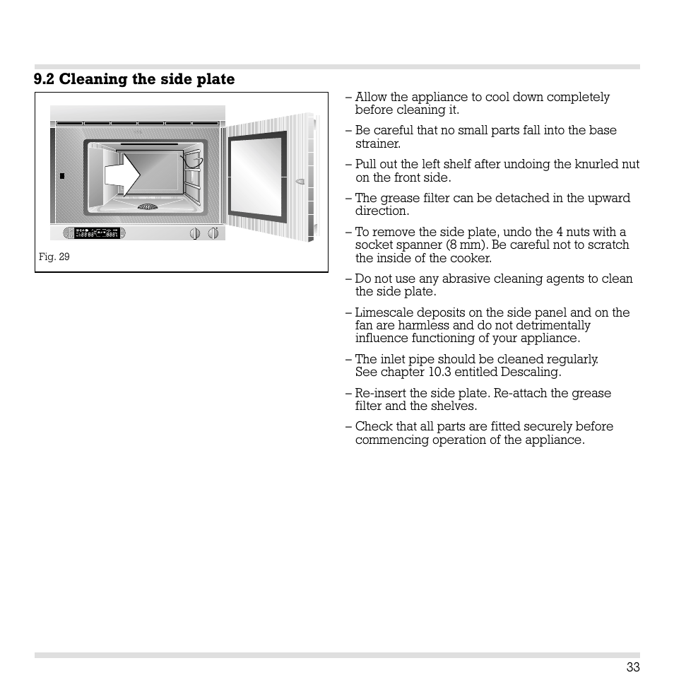 2 cleaning the side plate | Gaggenau ED221 User Manual | Page 34 / 46