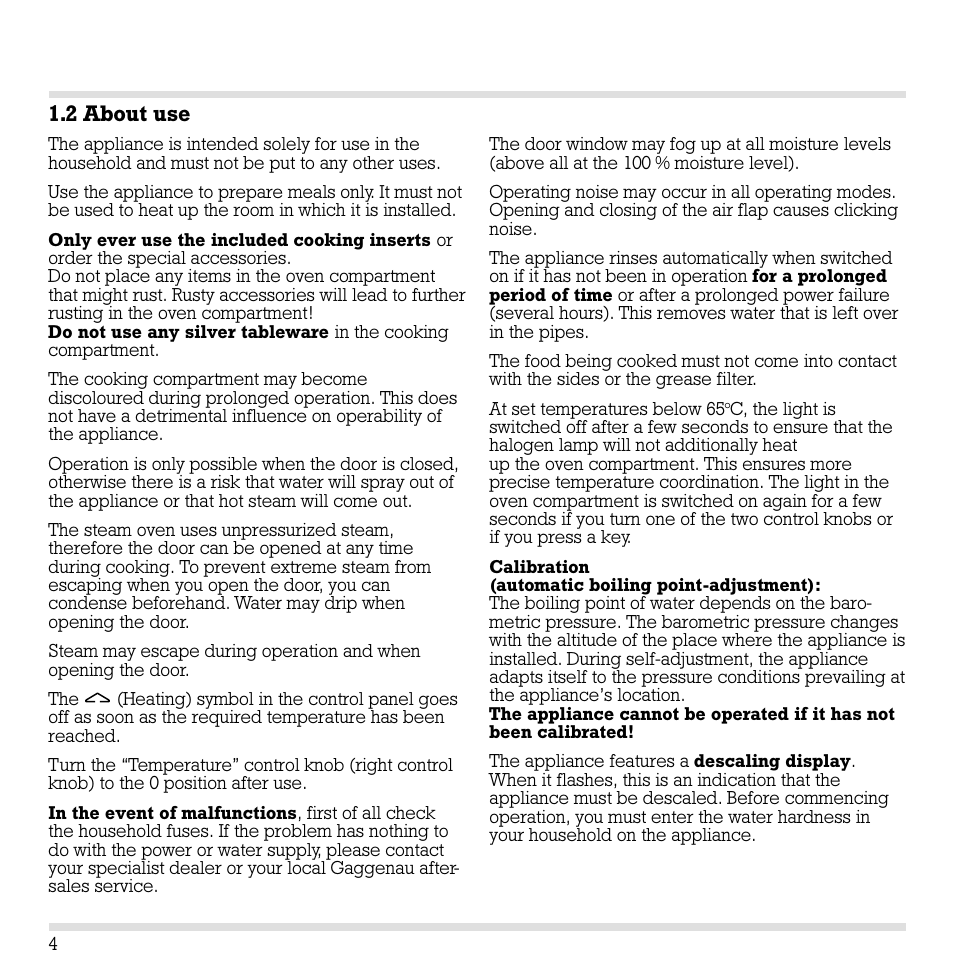 2 about use | Gaggenau ED221 User Manual | Page 5 / 46