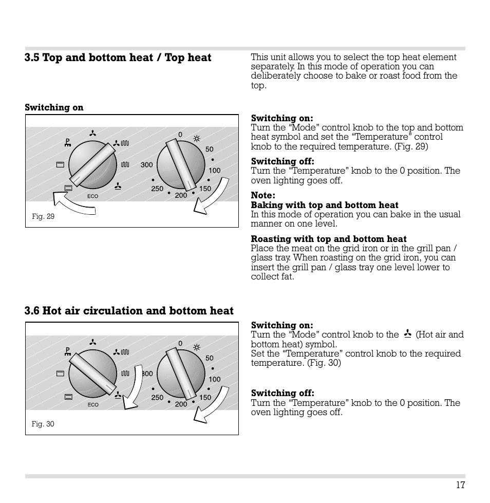 5 top and bottom heat / top heat, 6 hot air circulation and bottom heat | Gaggenau EB 210/211 User Manual | Page 18 / 31