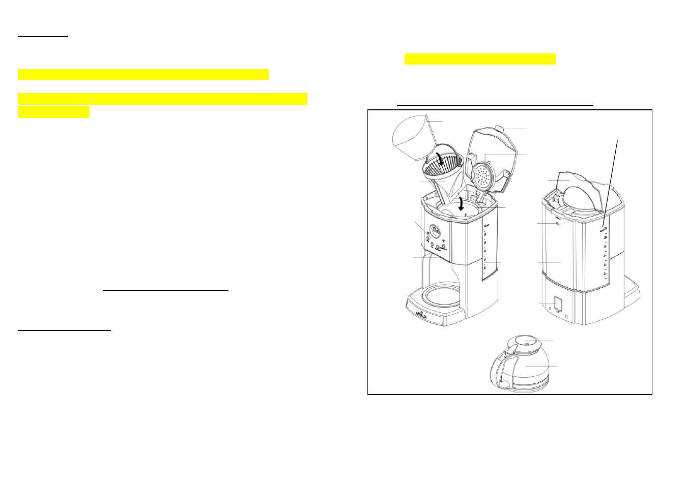 Coffeemaker parts illustration | Gevalia XCE8 User Manual | Page 3 / 7