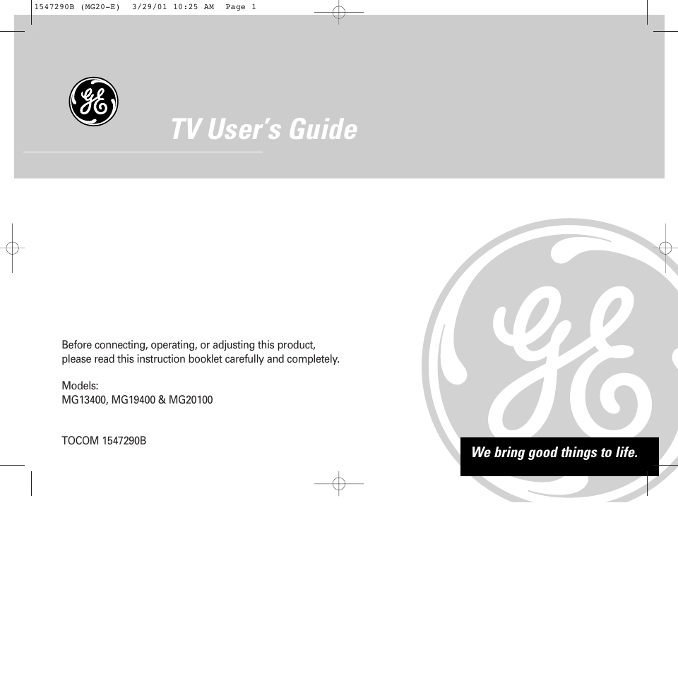 GE MG13400 User Manual | 32 pages
