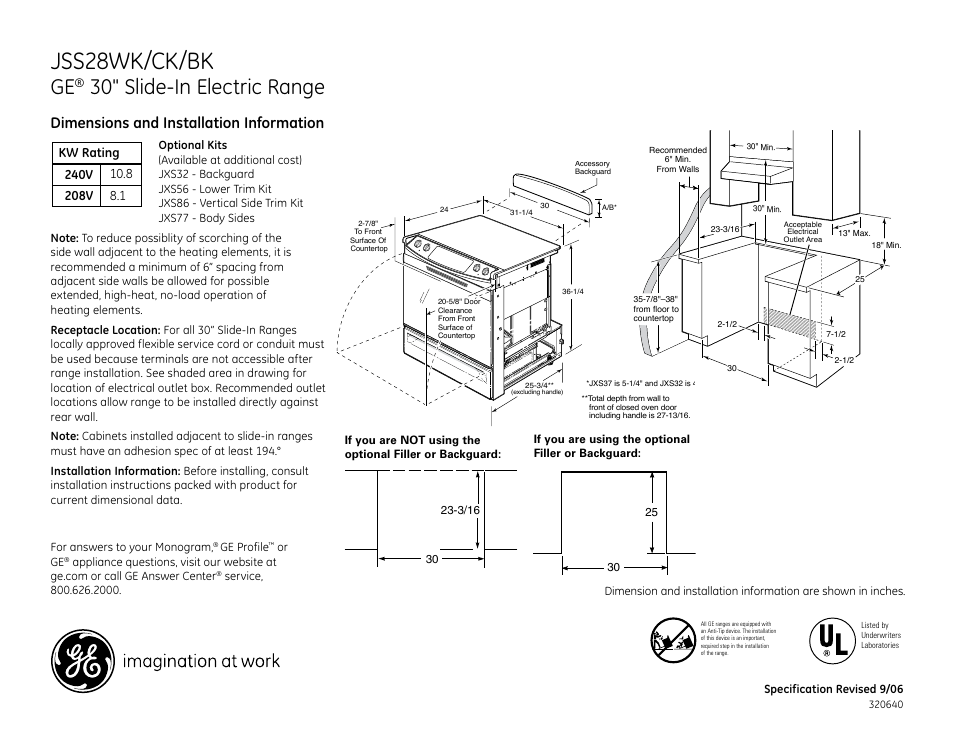 GE JSS28CK User Manual | 2 pages
