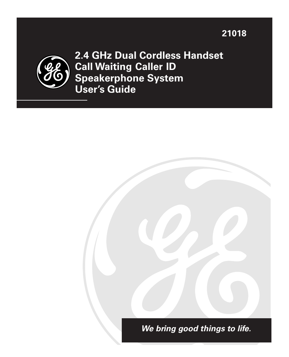 GE 21018 User Manual | 92 pages