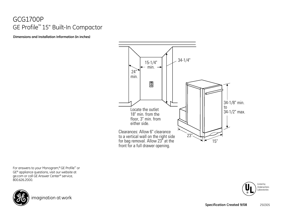 GE GCG1700P User Manual | 2 pages
