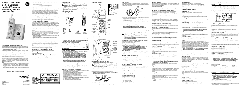 GE 27851GE1 User Manual | 2 pages