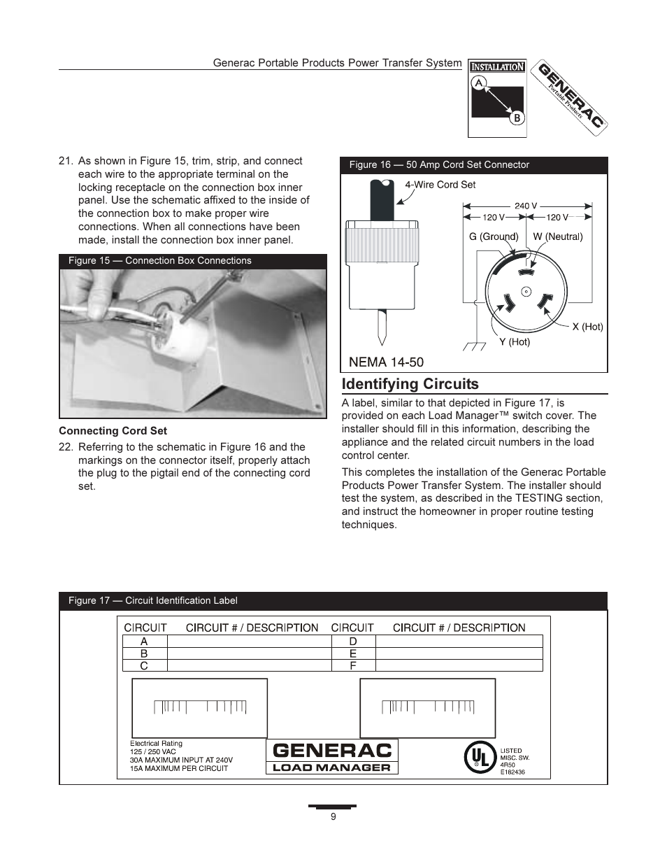 Identifying circuits | Generac 1403-0 User Manual | Page 9 / 16