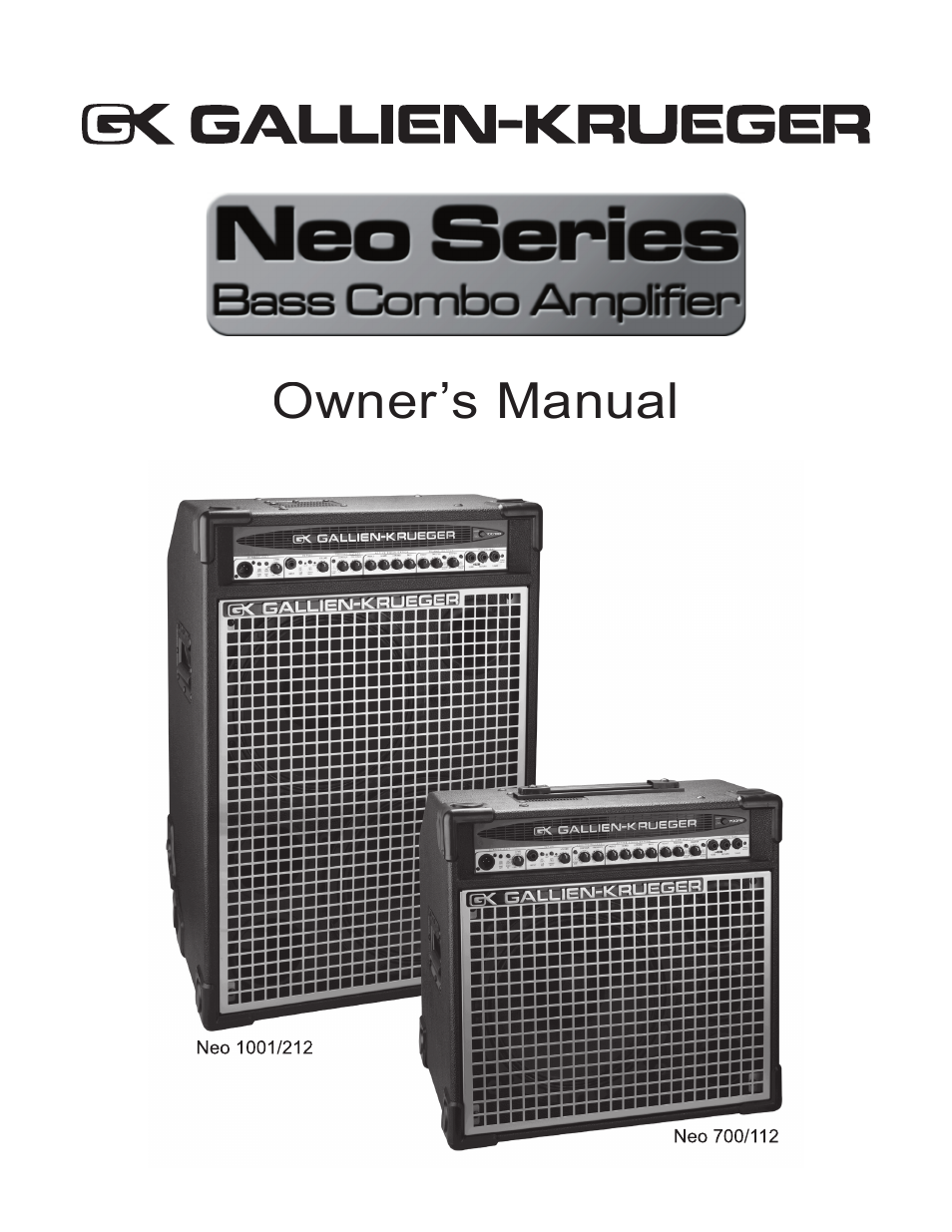 Gallien-Krueger NEO SERIES NEO 1001/212 User Manual | 12 pages
