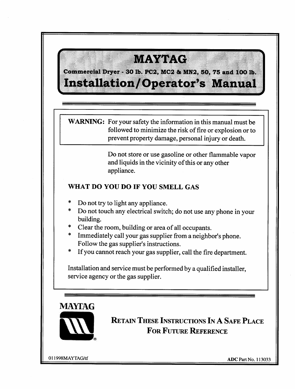 Maytag MC2 User Manual | 33 pages