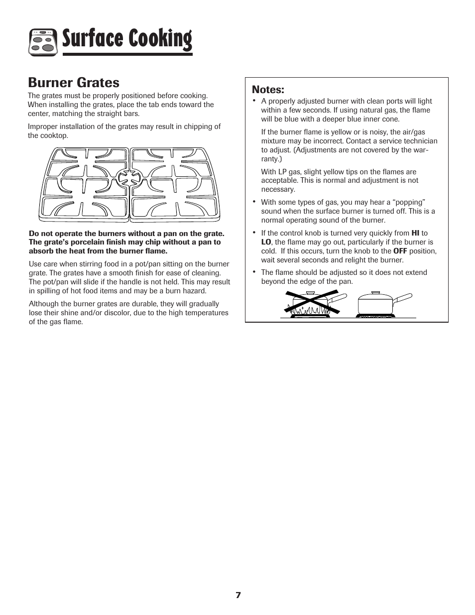 Surface cooking, Burner grates | Maytag MGR5775QDW User Manual | Page 8 / 84