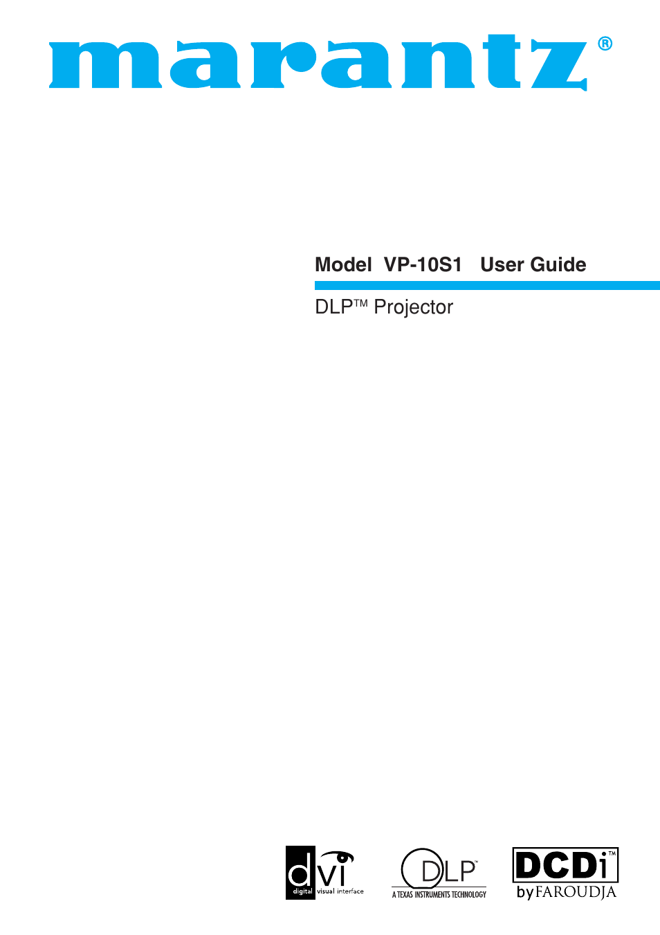 Marantz Model VP-10S1 User Manual | 47 pages