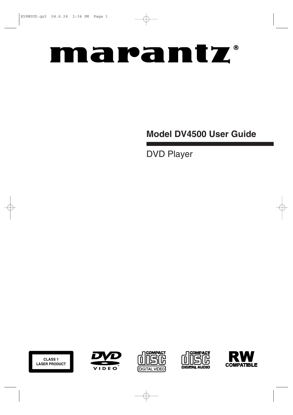 Marantz DV4500 User Manual | 28 pages