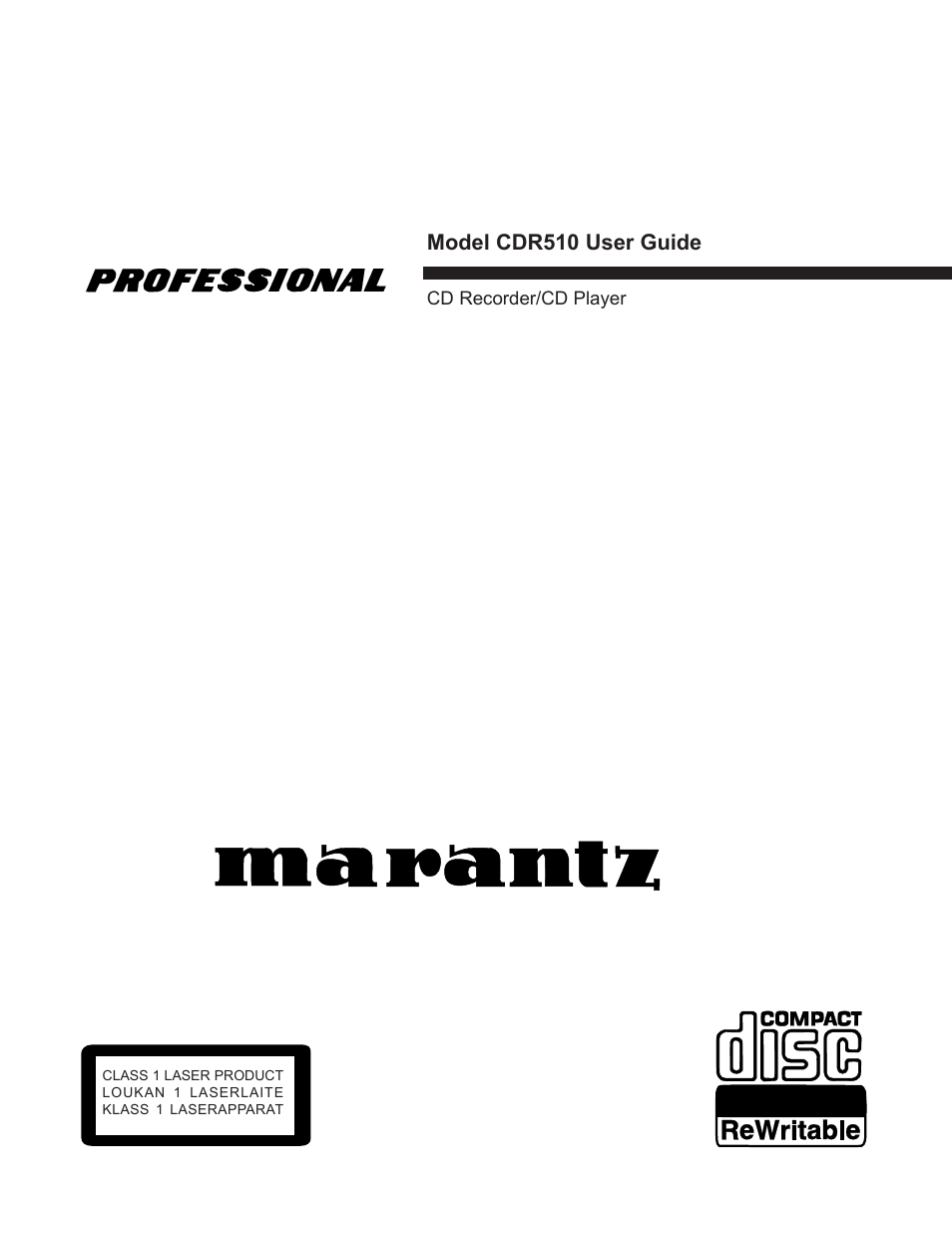 Marantz CDR510 User Manual | 57 pages