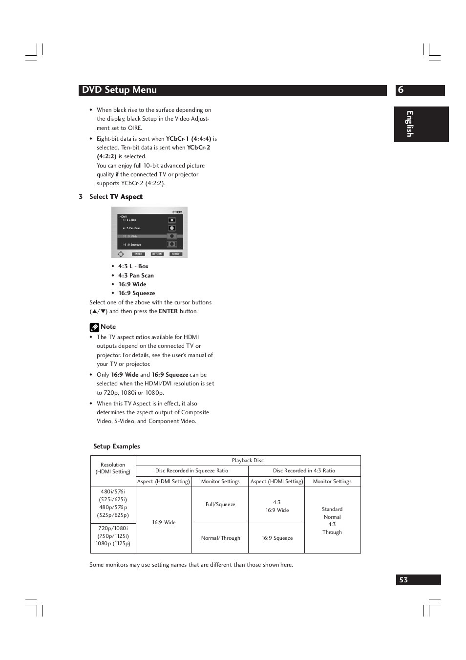 6dvd setup menu, English | Marantz DV9600 User Manual | Page 53 / 68