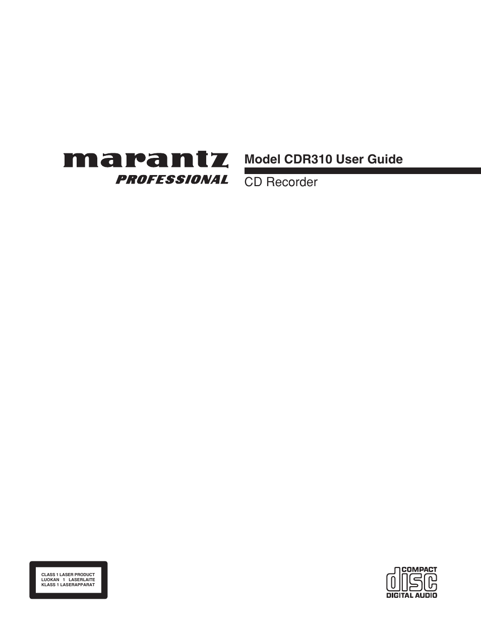 Marantz CDR310 User Manual | 59 pages