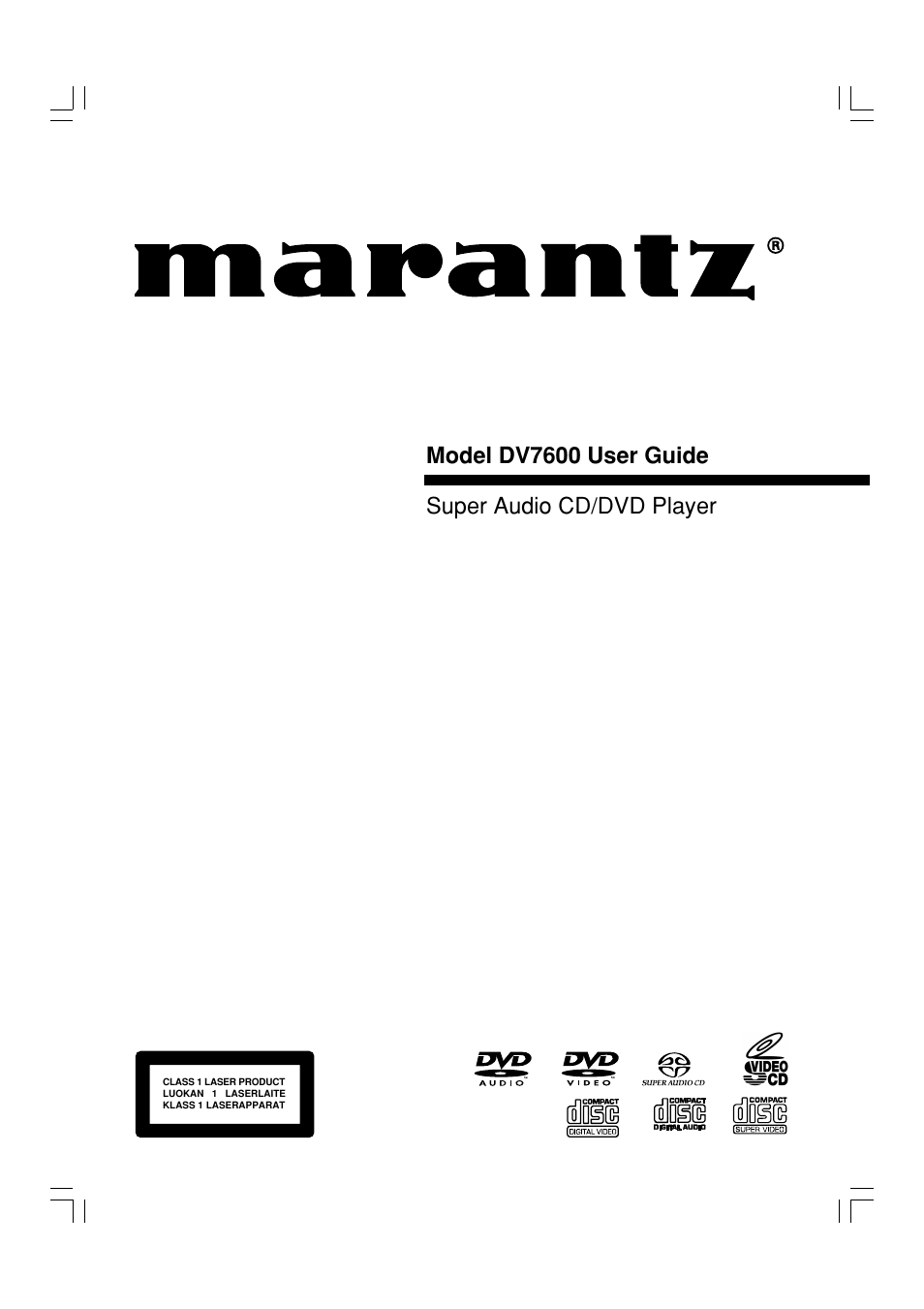 Marantz DV7600 User Manual | 56 pages