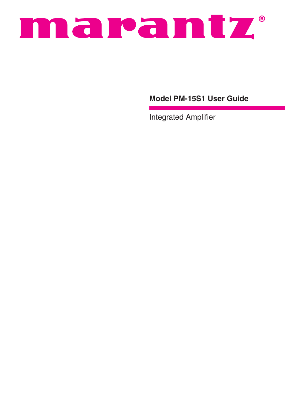 Marantz PM-15S1 User Manual | 28 pages