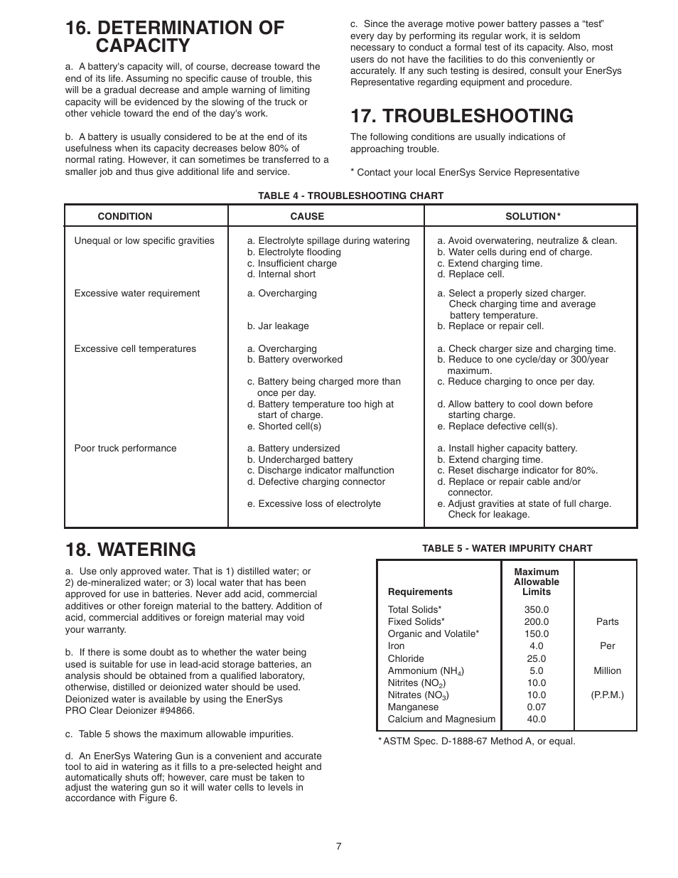 Determination of capacity, Watering, Troubleshooting | Ironclad Automobile Parts User Manual | Page 7 / 11
