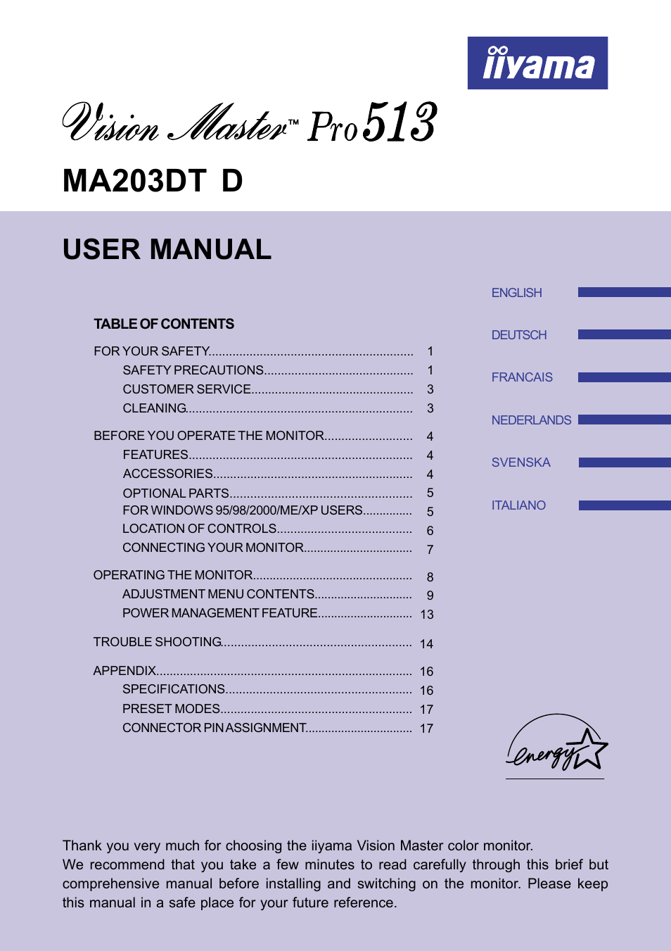 Iiyama MA203DT D User Manual | 21 pages