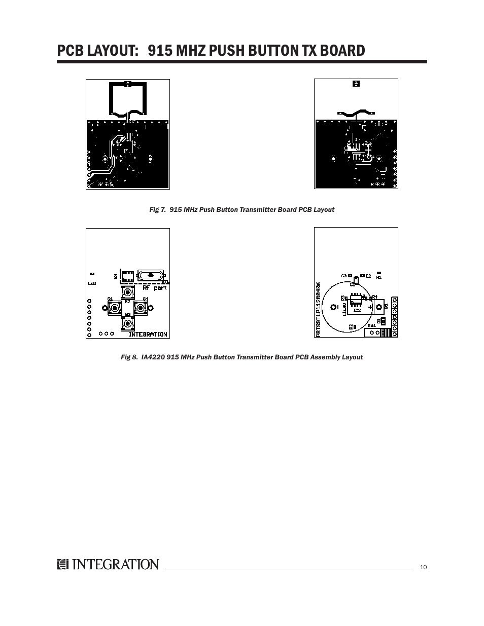 Pcb layout: 915 mhz push button tx board | Integration 2.0r User Manual | Page 14 / 26
