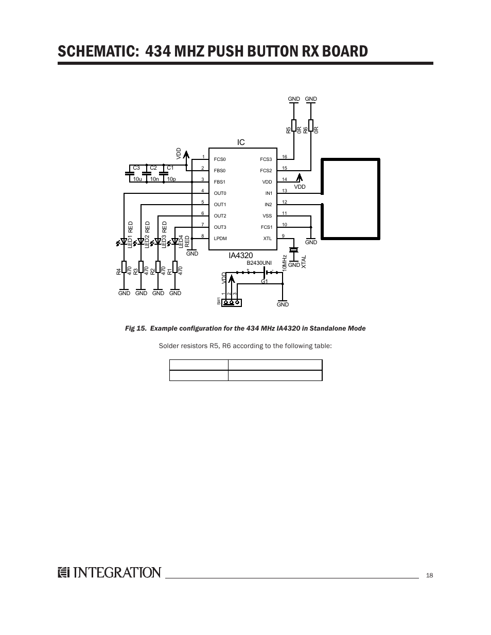 Schematic: 434 mhz push button rx board, Ia4320 | Integration 2.0r User Manual | Page 22 / 26
