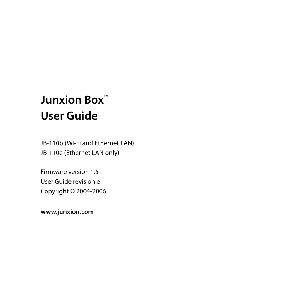 Junxion Box JB-110B User Manual | 48 pages
