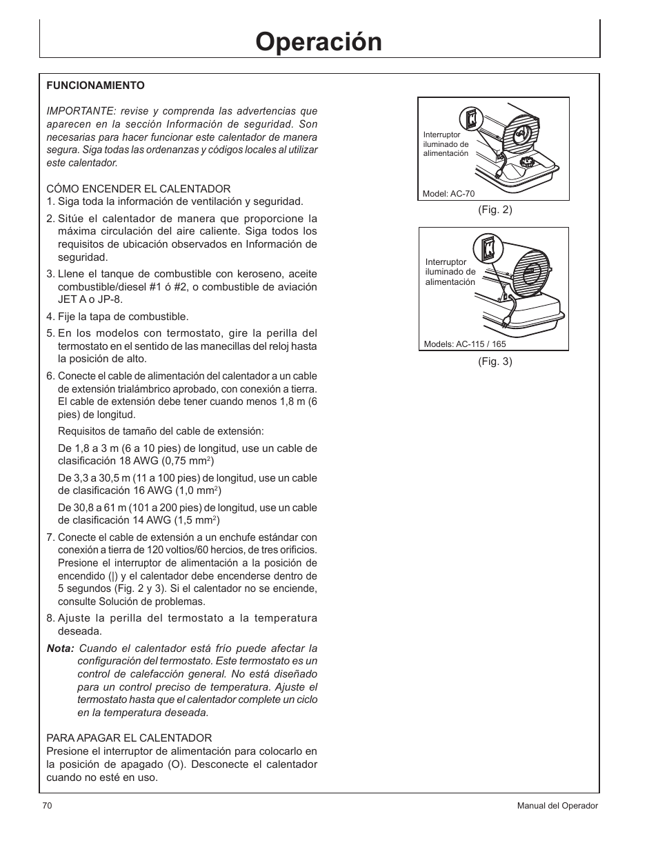 Operación | John Deere AC-115 User Manual | Page 70 / 84