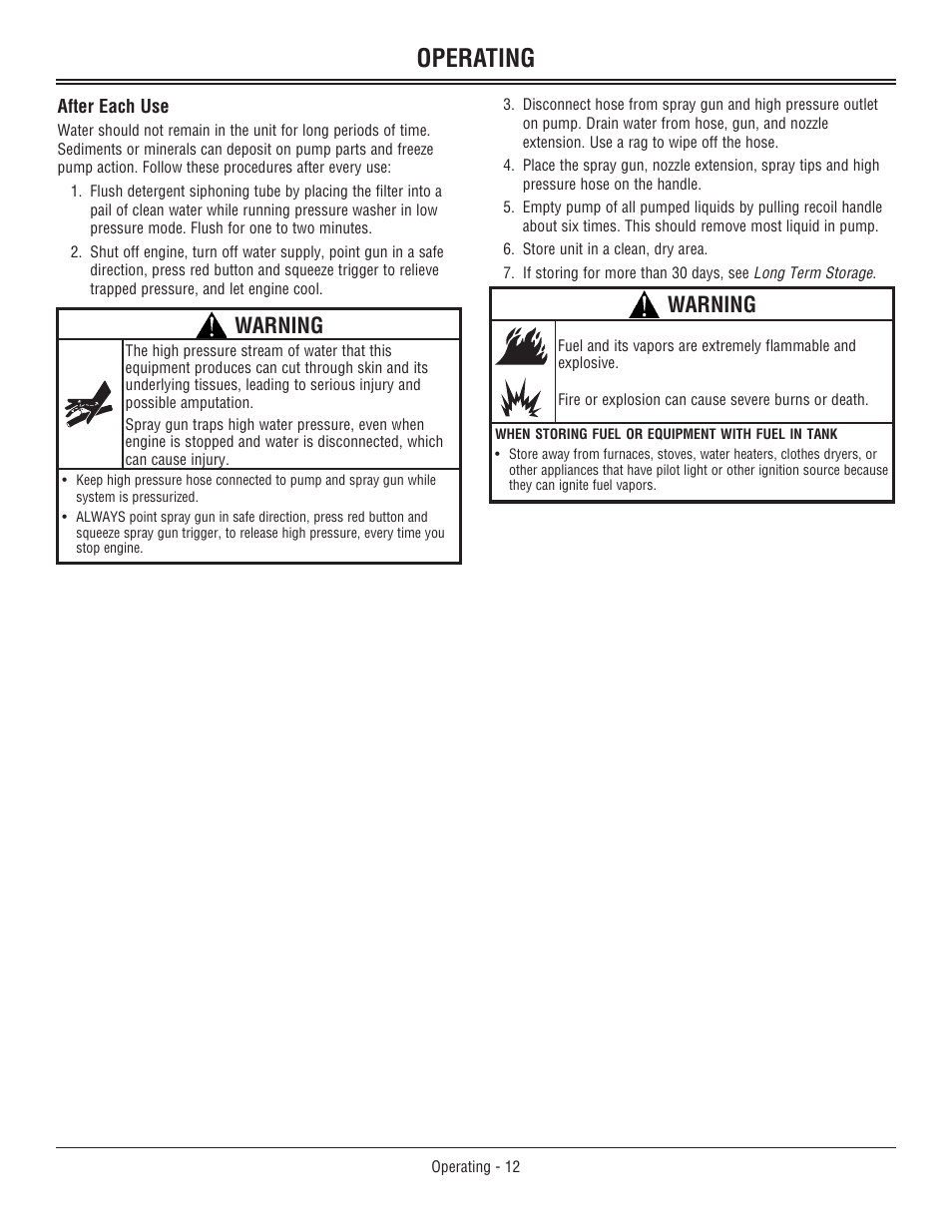 Operating, Warning | John Deere OMM156510 User Manual | Page 16 / 24