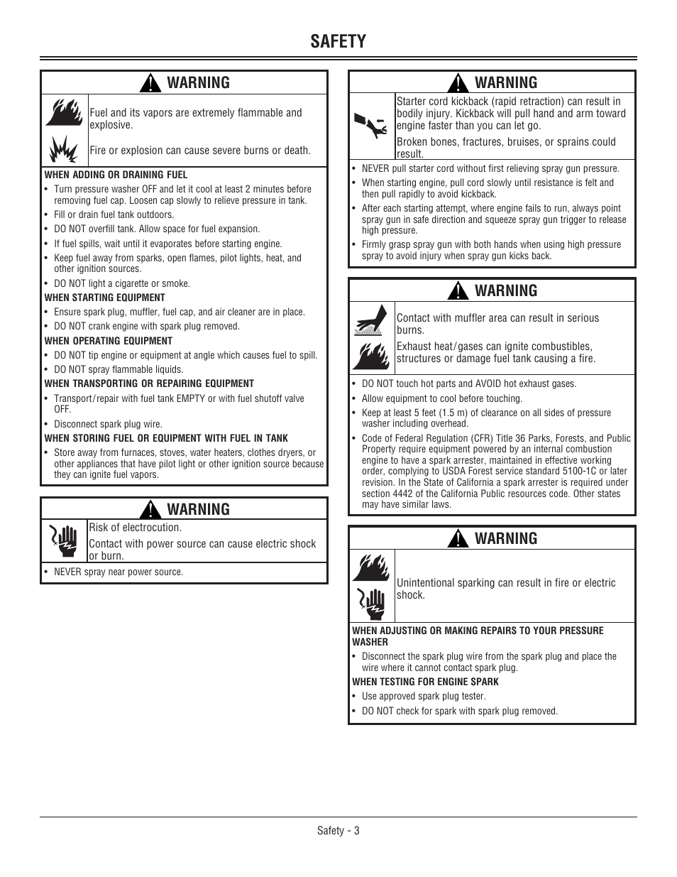 Safety, Warning | John Deere OMM156510 User Manual | Page 7 / 24