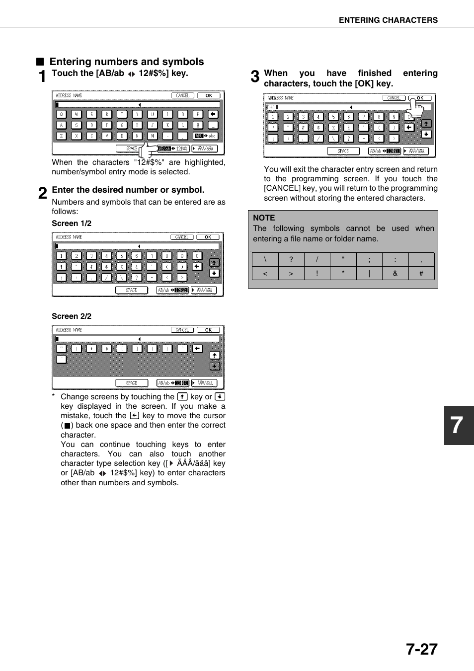 Entering numbers and symbols | Sharp AR-M700N User Manual | Page 161 / 172