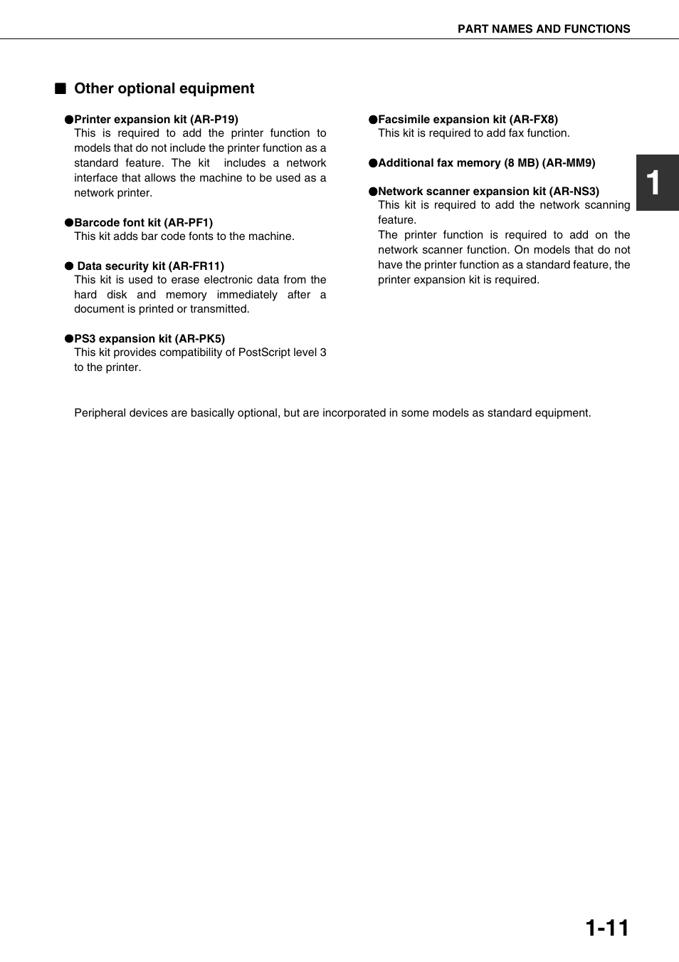 Other optional equipment | Sharp AR-M700N User Manual | Page 21 / 172