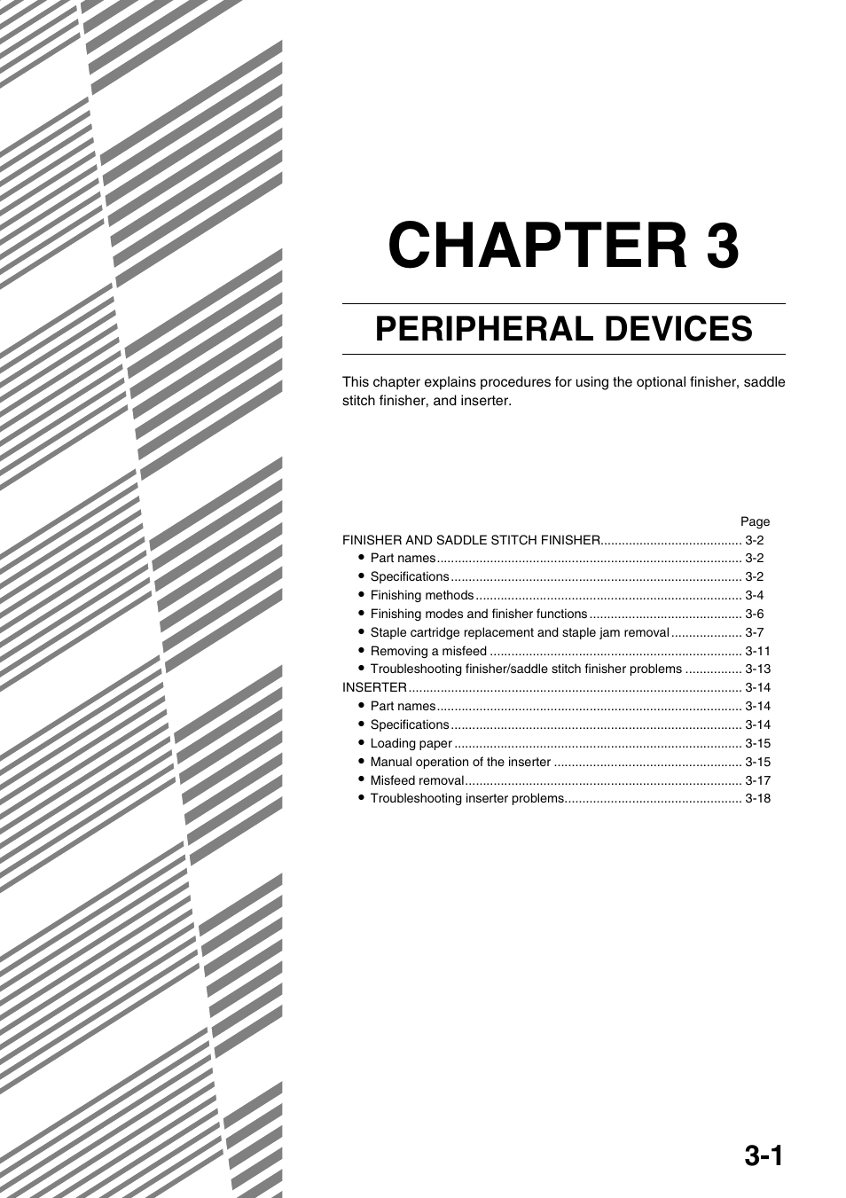 Peripheral devices, Chapter 3 peripheral devices, Chapter 3 | Sharp AR-M700N User Manual | Page 57 / 172
